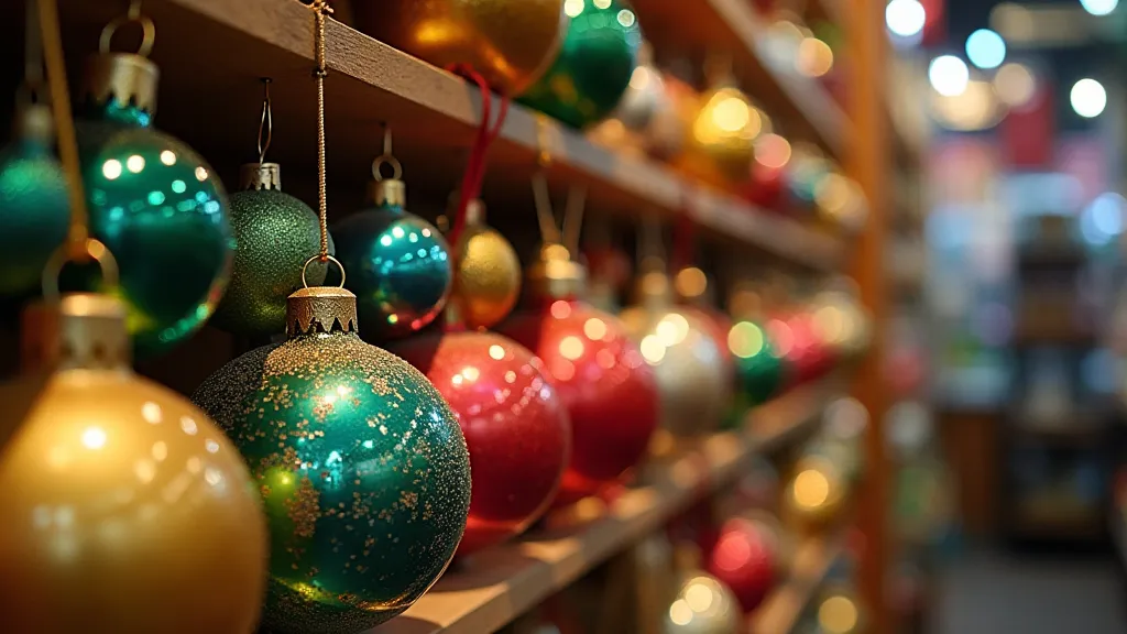 Vintage ornaments displayed in an antique store