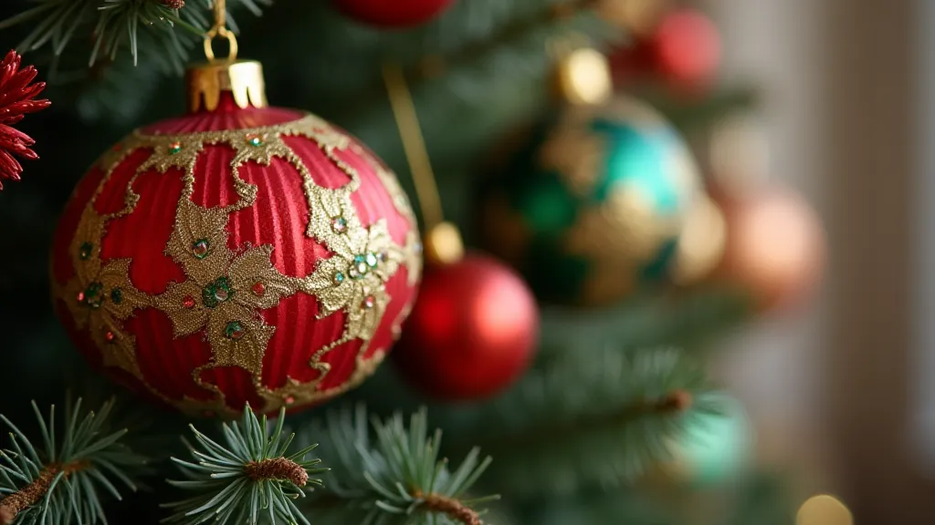 Vintage Crepe Paper Ornaments on a Christmas Tree