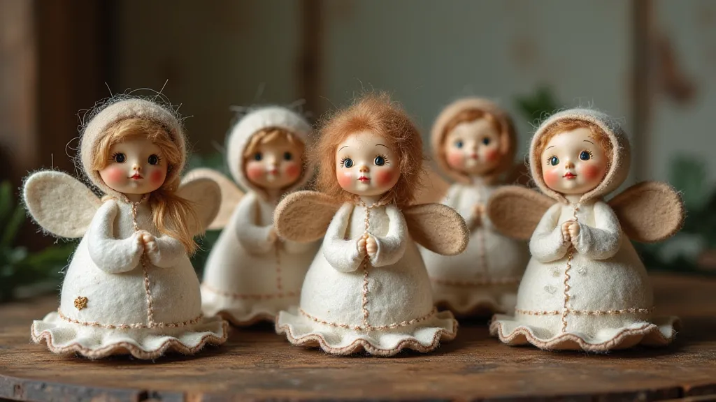 Vintage felt angel ornaments