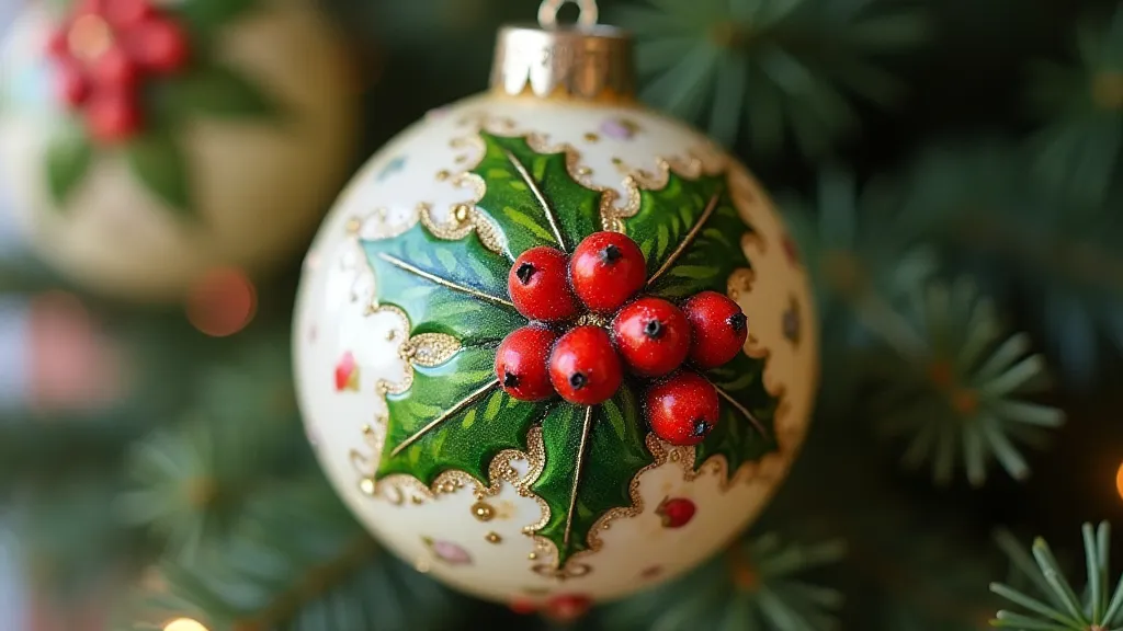 Hand-painted glass Christmas ornament