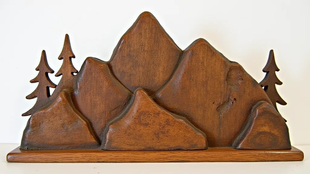 Vintage ornament carved in the shape of a mountain range