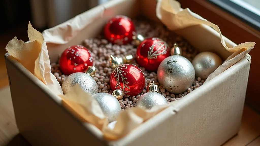 Vintage ornaments stored properly in a box