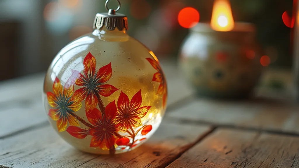 Reverse painted glass ornament