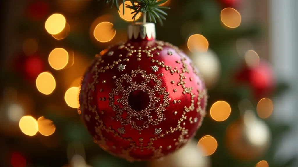 Close-up of a vintage Shiny Brite ornament