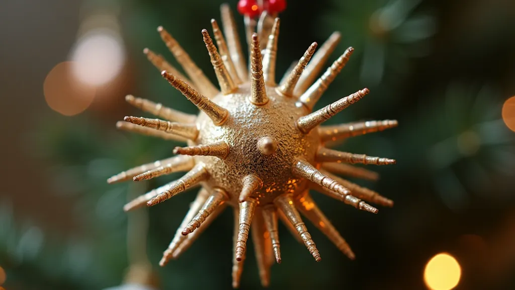Close-up of a vintage Sputnik ornament