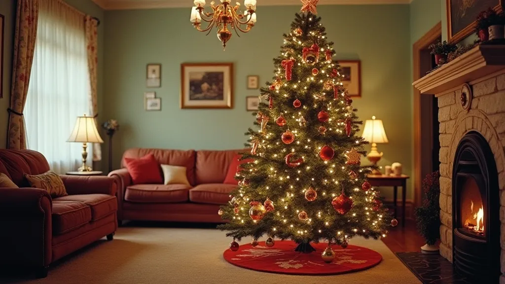 Vintage Christmas tree decorated with Shiny Brite ornaments